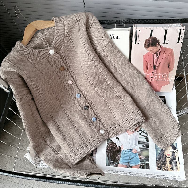【outer】クルーネックニットカーデ M18684