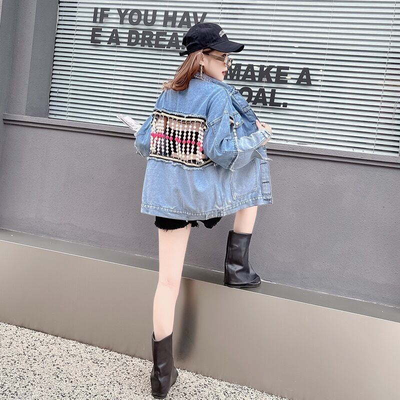 【outer】パールチェーンデニムジャケット N2190