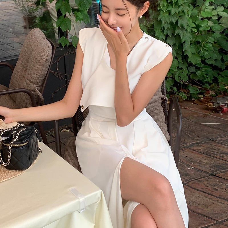 【dress】ノースリーブスリットオールインワン M24739
