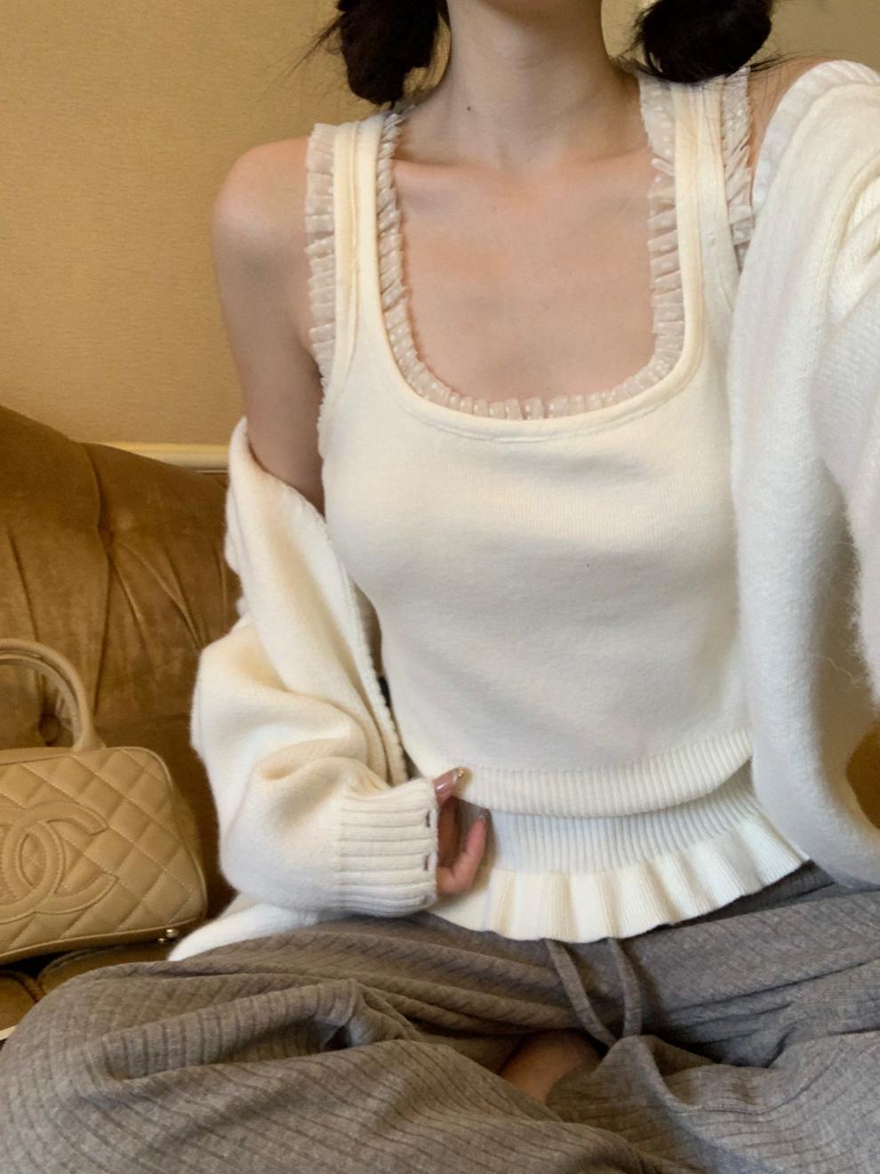 【tops】レースニットキャミソール G20110