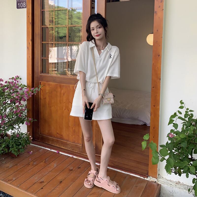 【set】美感いっぱい韓国系ファッション着痩せ着心地良いスウィート洋気2点セット G0651