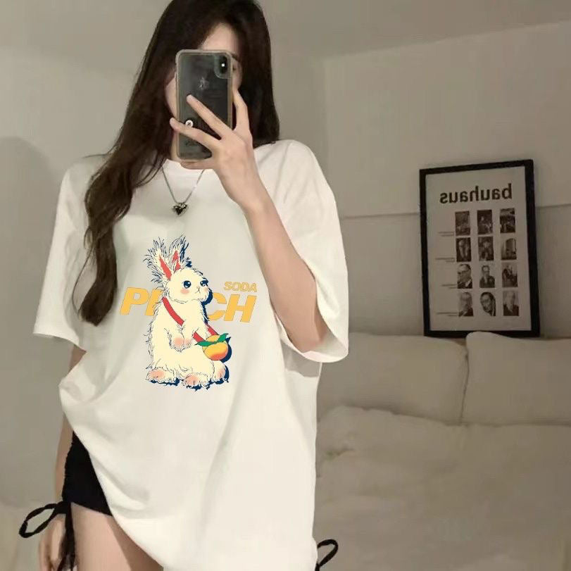 【tops】ゆったり動物柄TシャツF7637