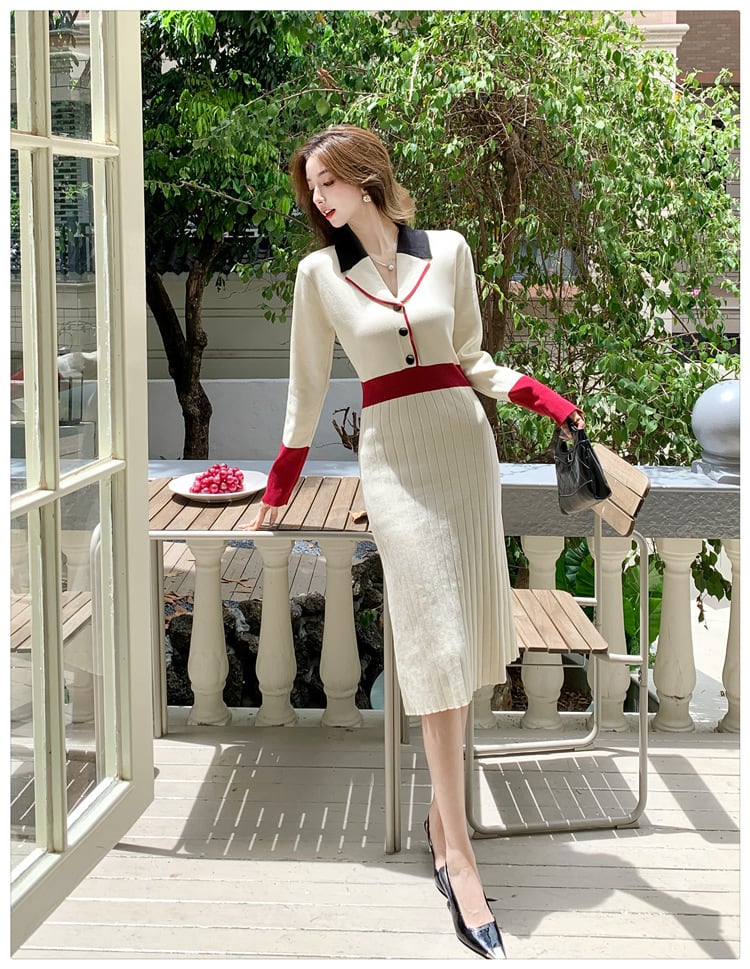 【dress】配色ニットワンピース M25706