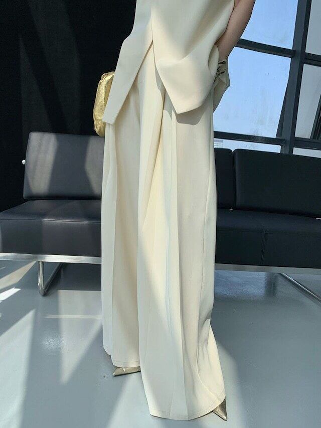 【set】ラウンドネックタンクトップ+ガウチョパンツセットアップF7318