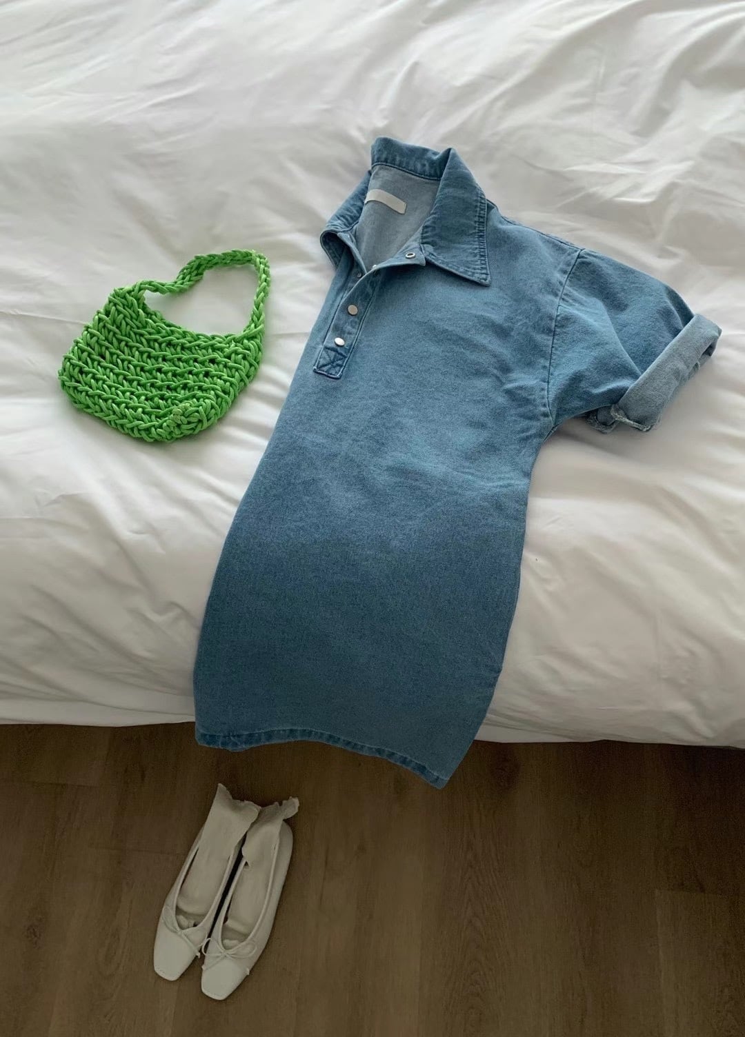 【dress】POLOネックデニムワンピース M23901