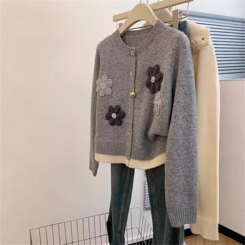 【outer】配色ニットカーデ M29018