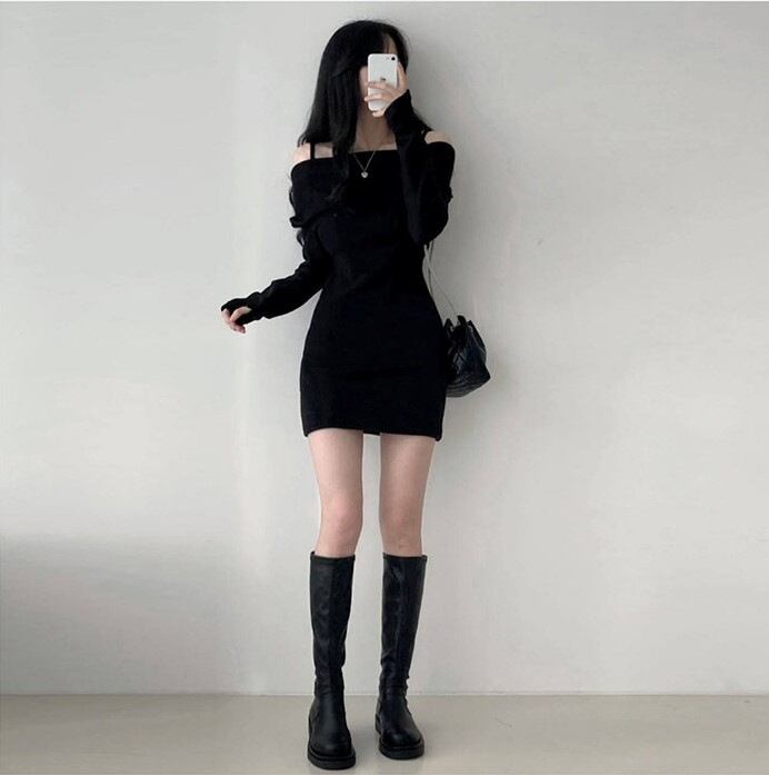 【dress】肩見せタイトニットキャミワンピース G16692