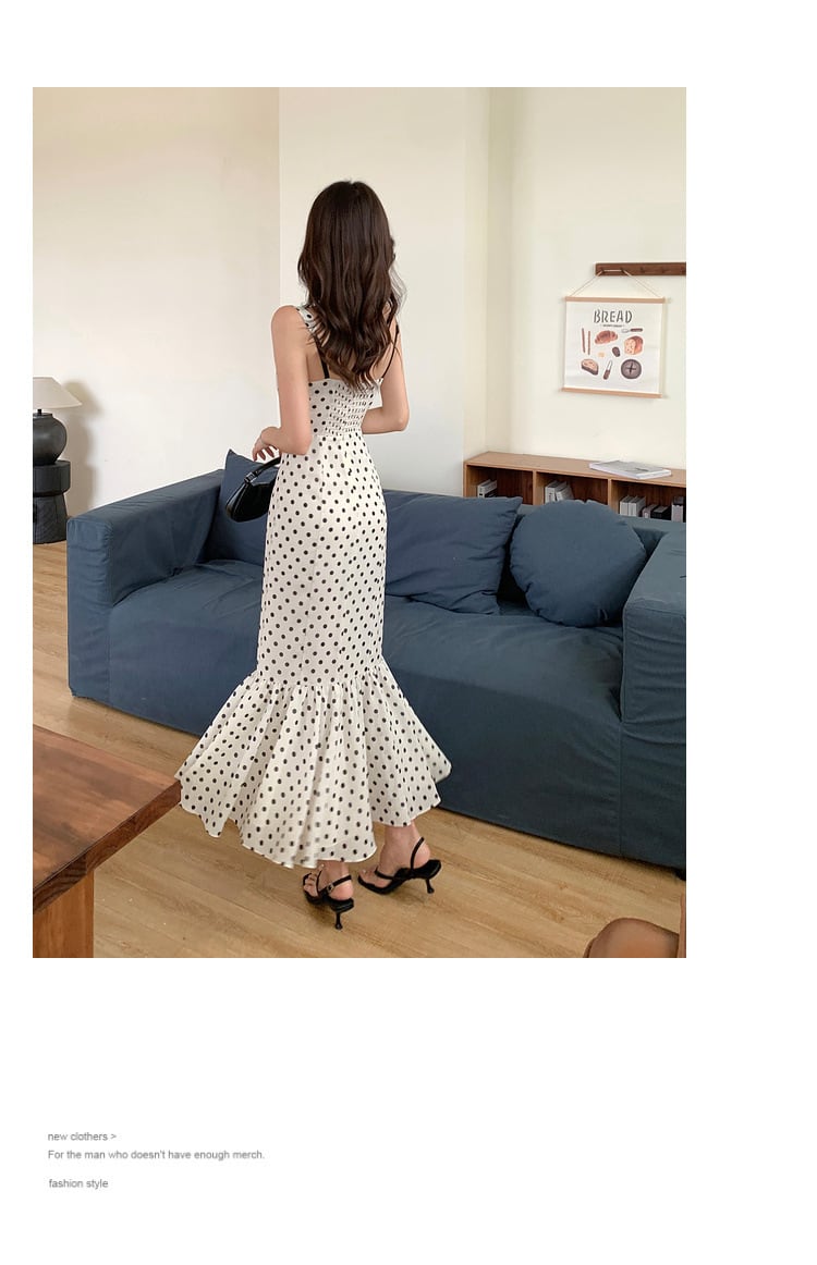 【dress】レースドット柄マーメイドキャミワンピース G21229