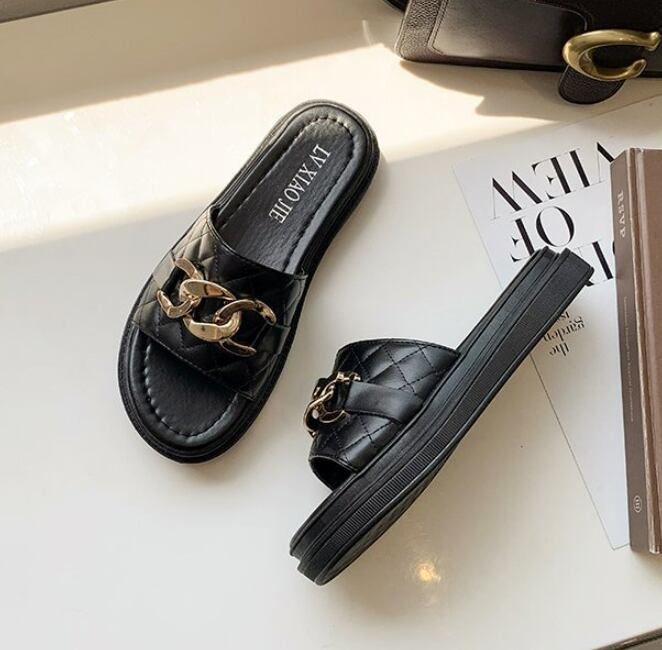 【shoes】絶対流行2色INS風超人気履きやすいキレー目韓国ファションサンダルスリッパF2367