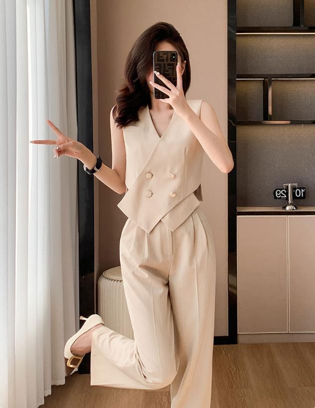 【set】タンクトップ+ガウチョパンツストライプ柄2点セットF7397