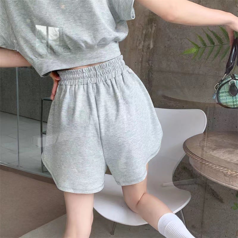 【set】英字柄Tシャツ+ショートパンツ2点セットF7528