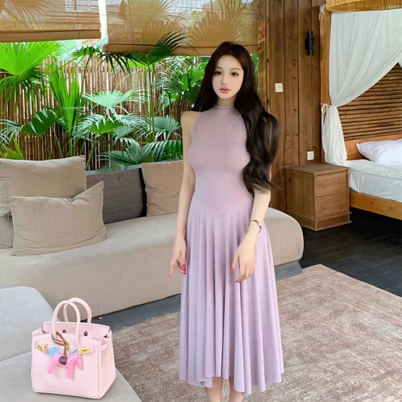 【dress】ノースリーブロングワンピース Q8375