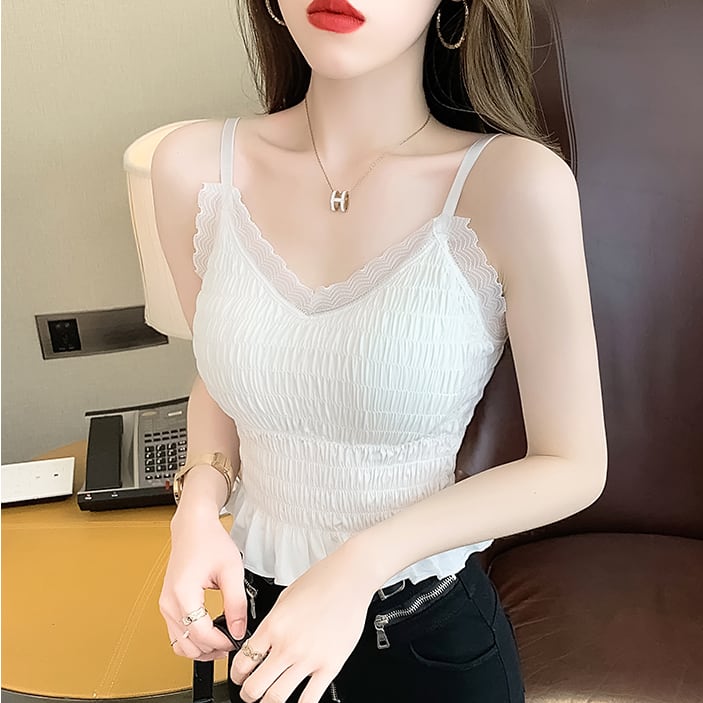 【tops】韓国ファッションおしゃれ可愛いカップ付きインナー楽盛りブラキャミF0192