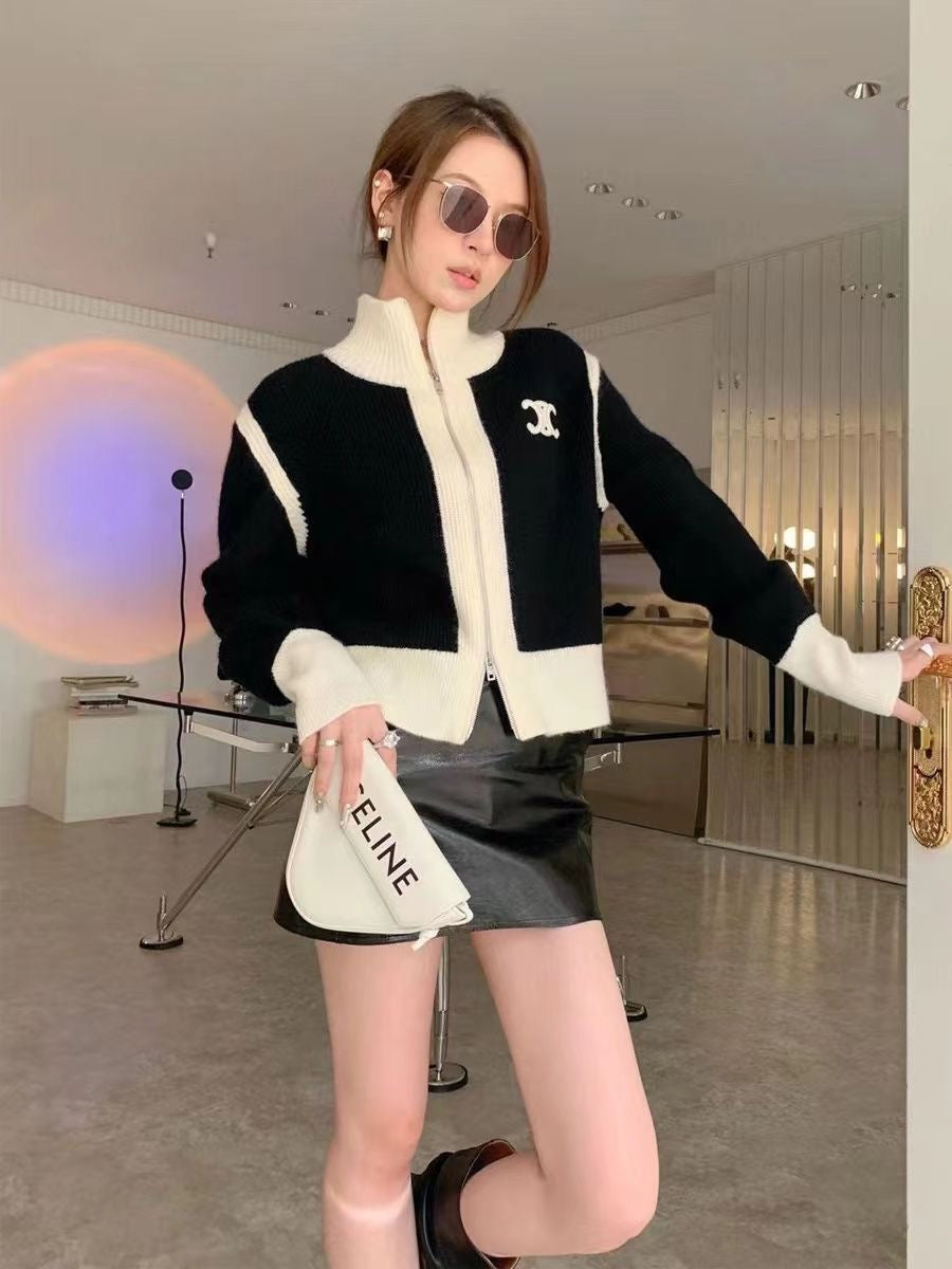 【outer】スタンドネックニットカーディガンF8015