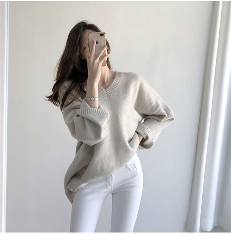 【tops】Vネックニットセーター M25615