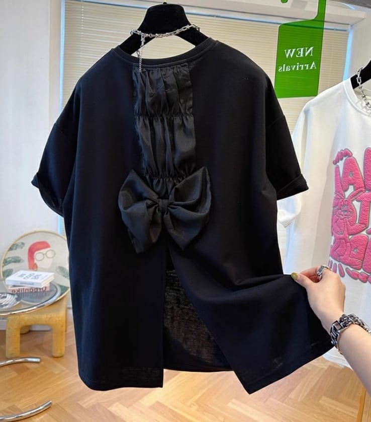 【tops】バックリボンスリットTシャツG21298