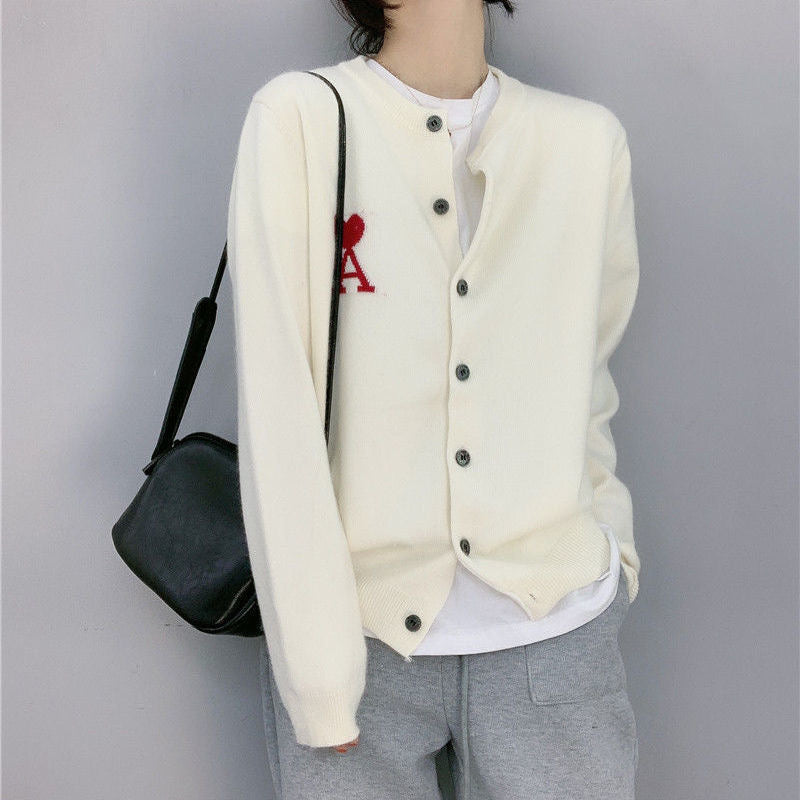 【outer】ラウンドネックニットカーディガンF8024