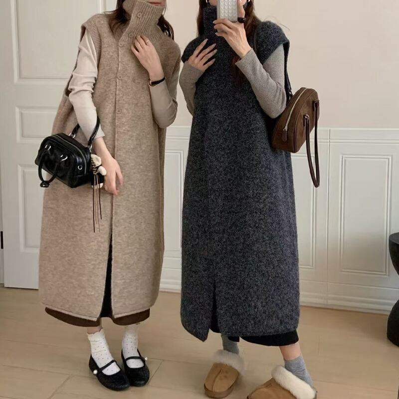 【outer】ハイネックロングニットカーディガン Q7328