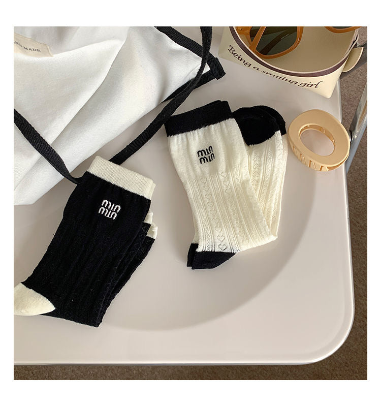 【ホーム・生活】2色透かし彫り靴下F7817