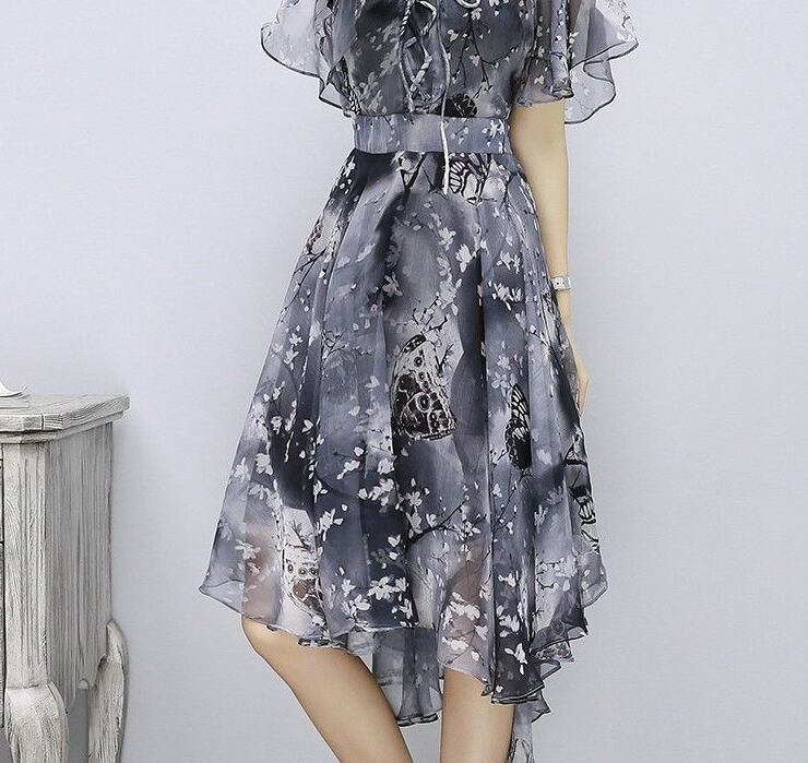 【dress】気質満点夏おしゃれスウィート着痩せシフォン花柄ワンピース G0178