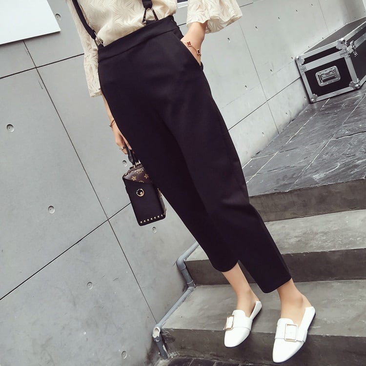 【set】大人可愛いフレアスリーブトップス+サロペット通勤日常セットアップF0063