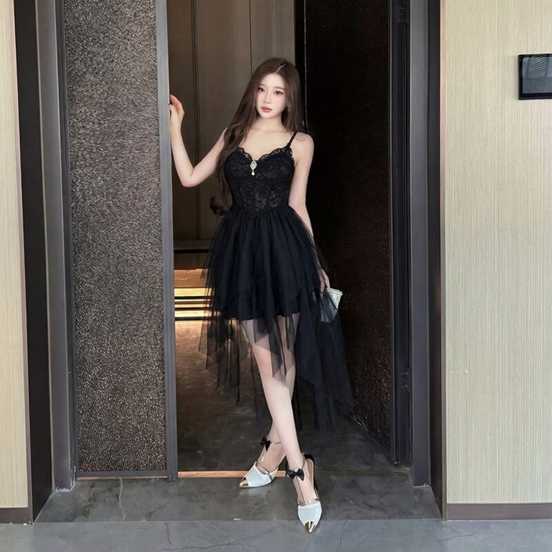【dress】レースドッキングイレヘムキャミワンピース Q8401