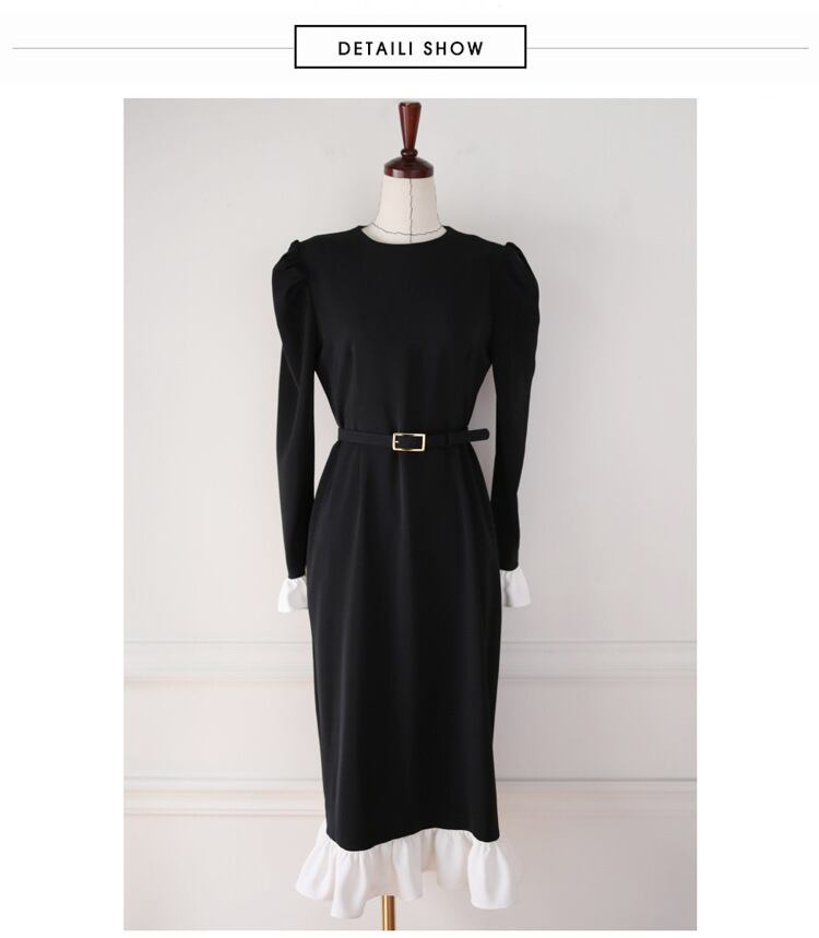 【dress】フリルドッキングワンピース M18726