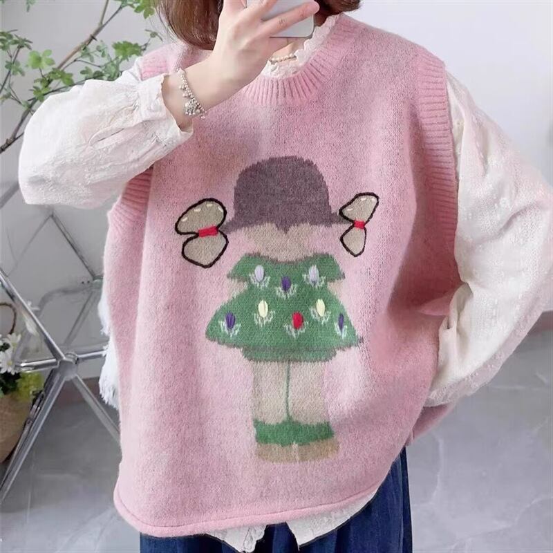 【tops】カートゥーンニットベスト M18831