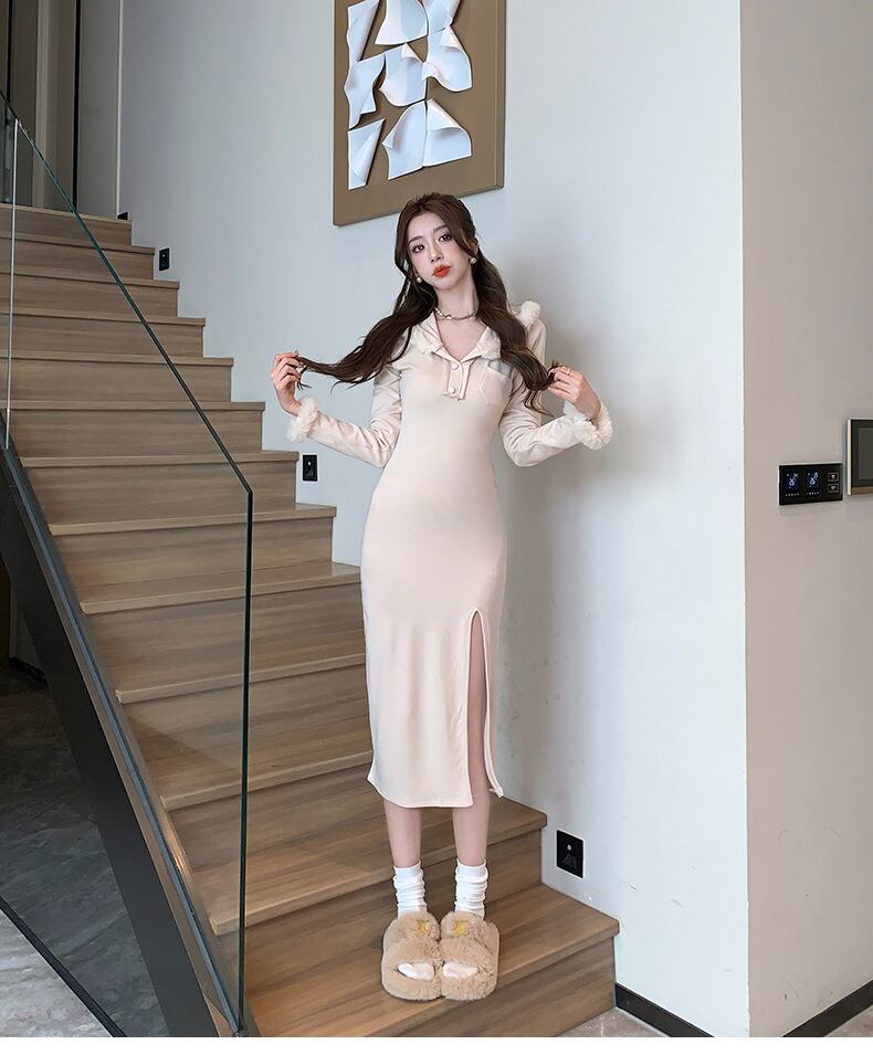 【dress】ファースリットワンピース M19044