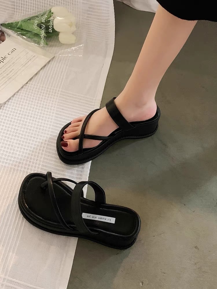 【shoes】3色厚底スリッパF7499