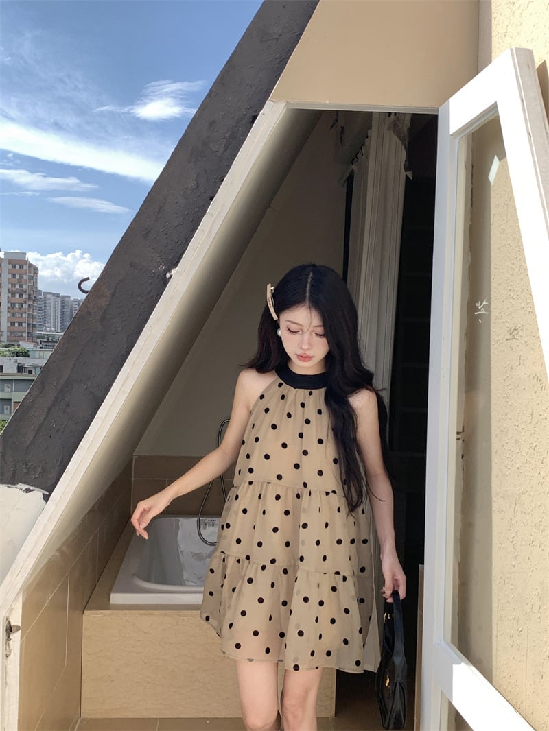 【dress】ノースリーブドット柄ワンピース M24615