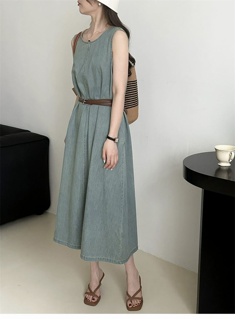 【dress】ノースリーブデニムワンピース M24025