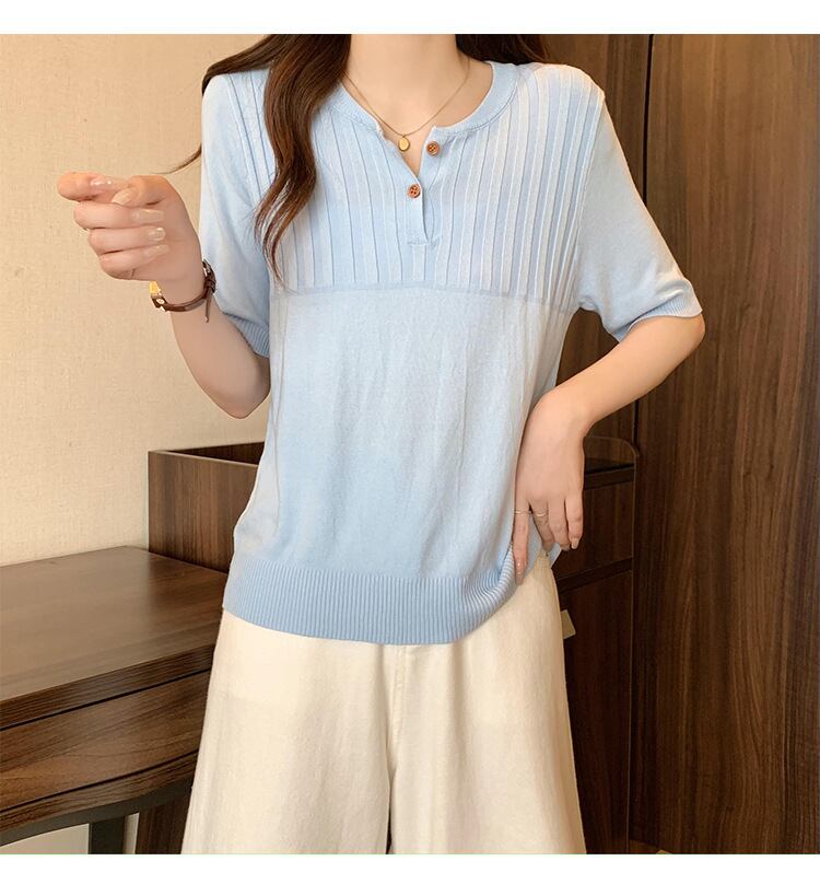 【tops】ニット薄手TシャツG21071