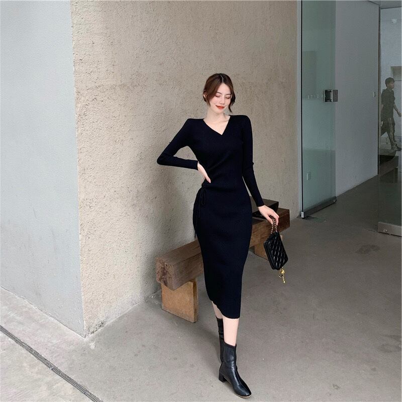 【dress】Vネックニットワンピース M17513