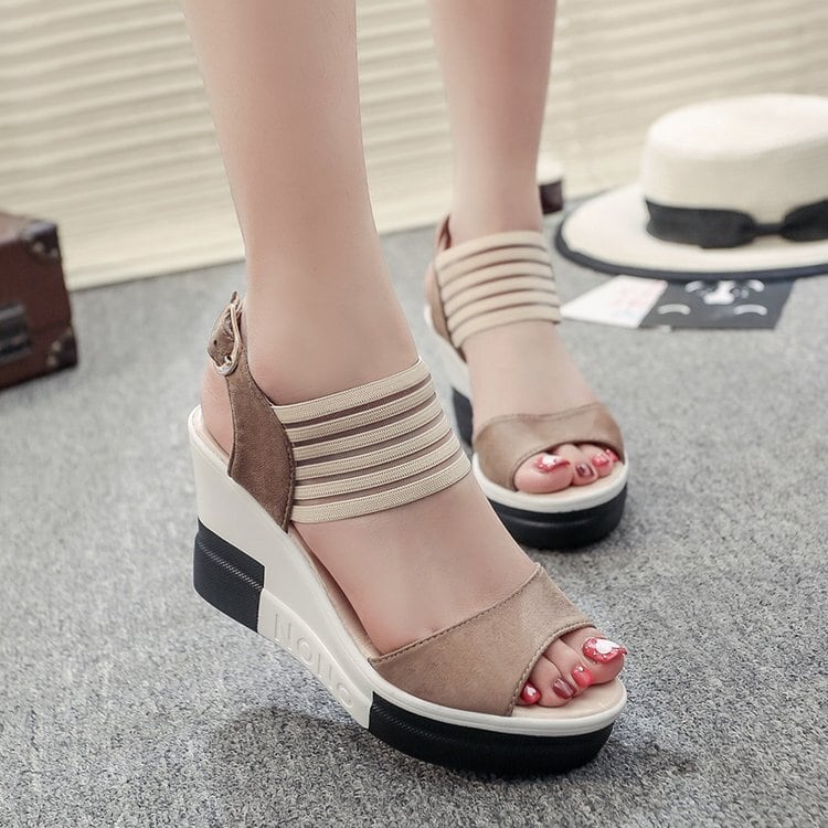 【shoes】選べる3色!履きやすい合わせやすい厚底配色韓国ファッションサンダル