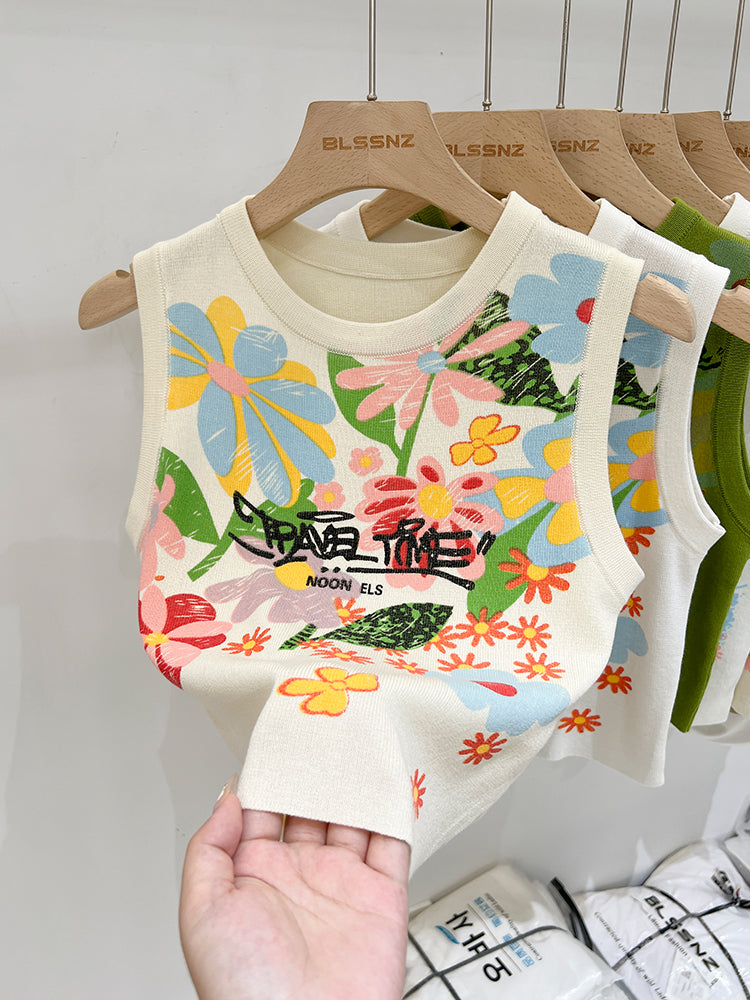 【tops】ノースリーブニットタンクトップG22046