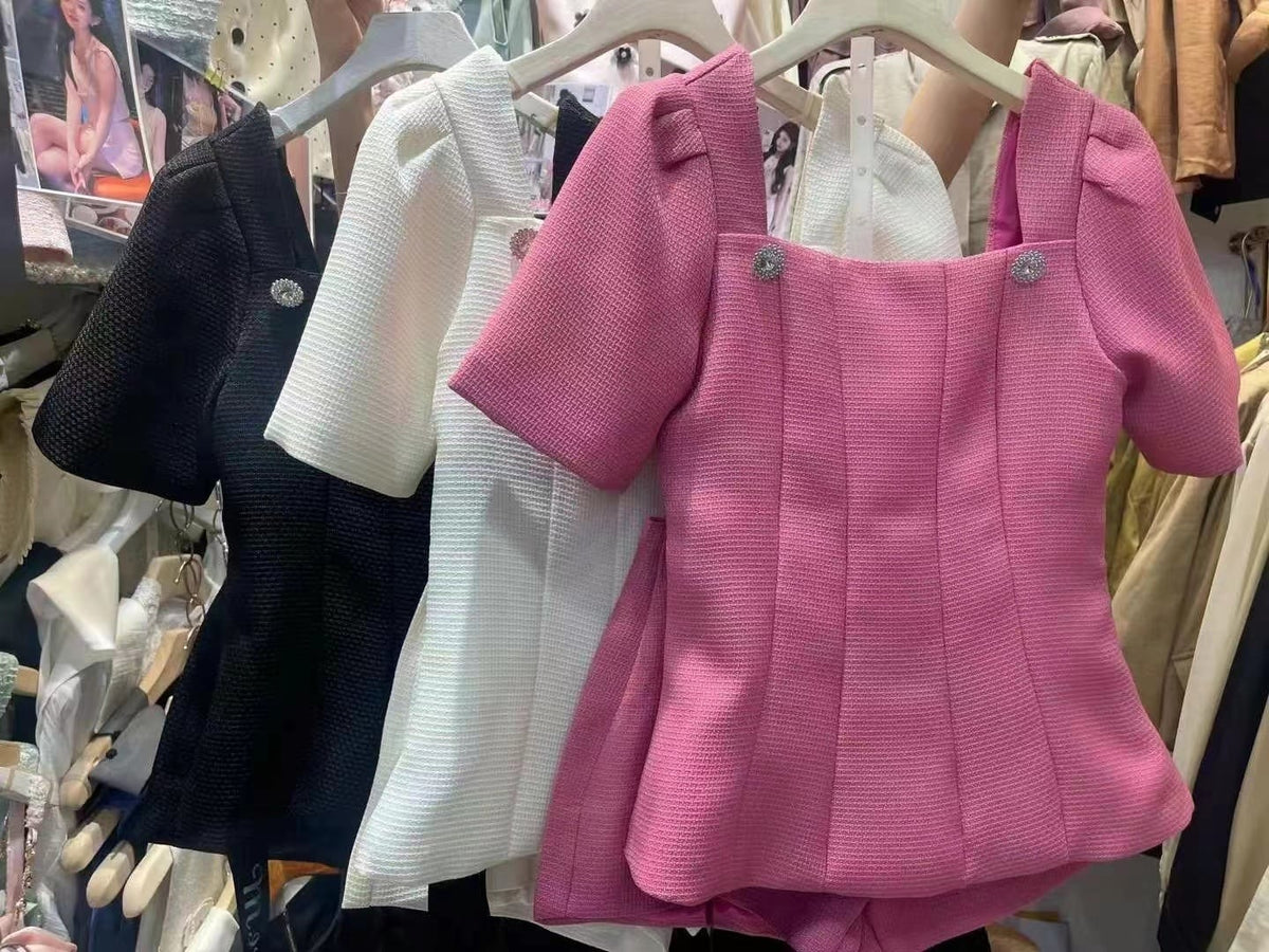 【set】バックリボン付きトップス×ショートパンツセット M24663