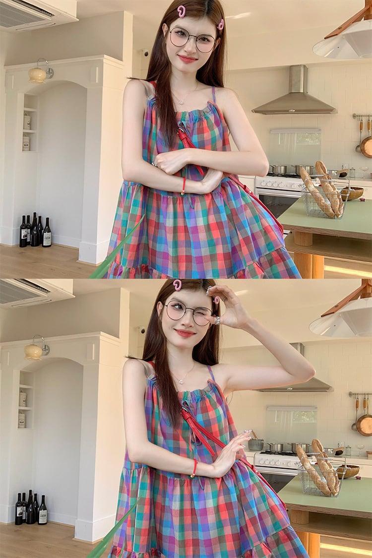 【dress】チェック柄キャミワンピース M25035