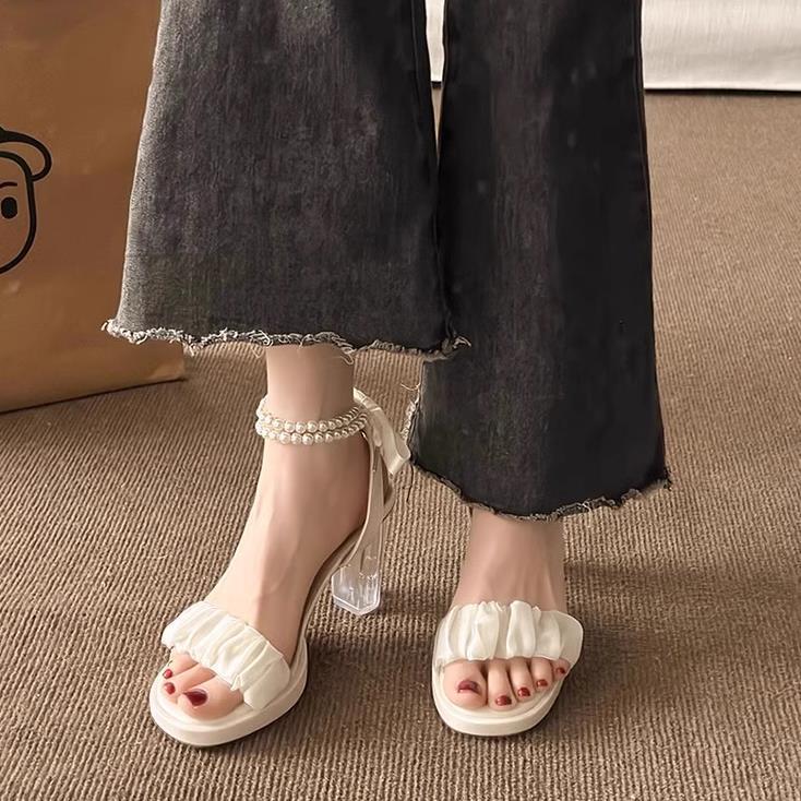 【shoes】リボン付きハイヒールサンダルF7464
