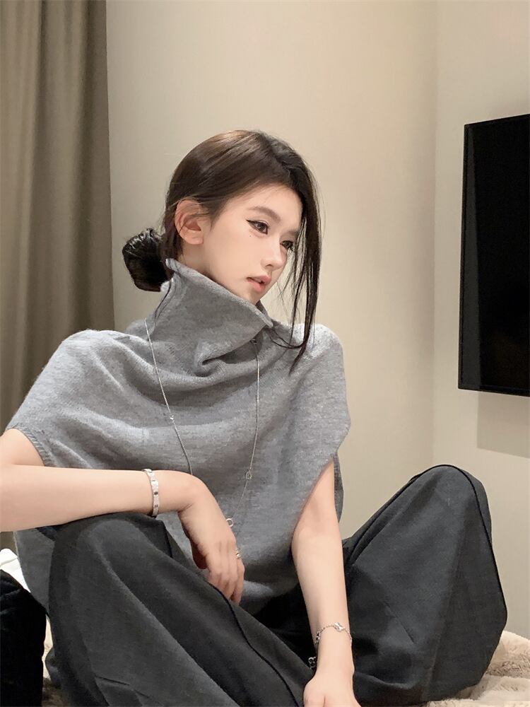 【tops】ハイネックニットケープ M27049