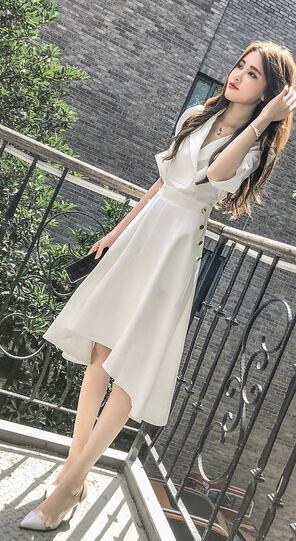 【dress】シンプル気質満点ファッションスウィート不規則着痩せワンピース G0176