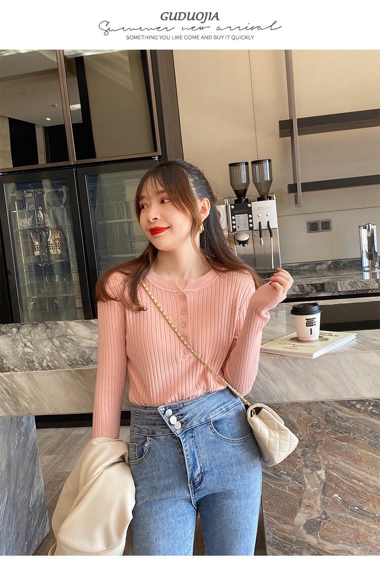 【tops】ボタンデザインニットトップス M26440