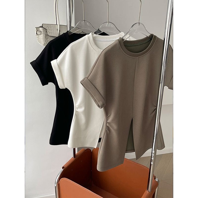【tops】2色スリットTシャツF7625