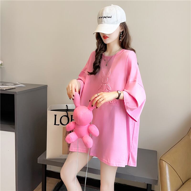 【tops】清新合わせやすい3色ラウンドネック半袖着回しゆったりTシャツF0311