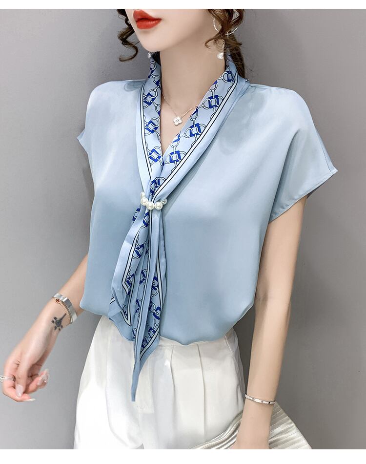 【tops】エレガント フランス風 上品なシルエットスウィートノースリーブシフォンシャツ G6716