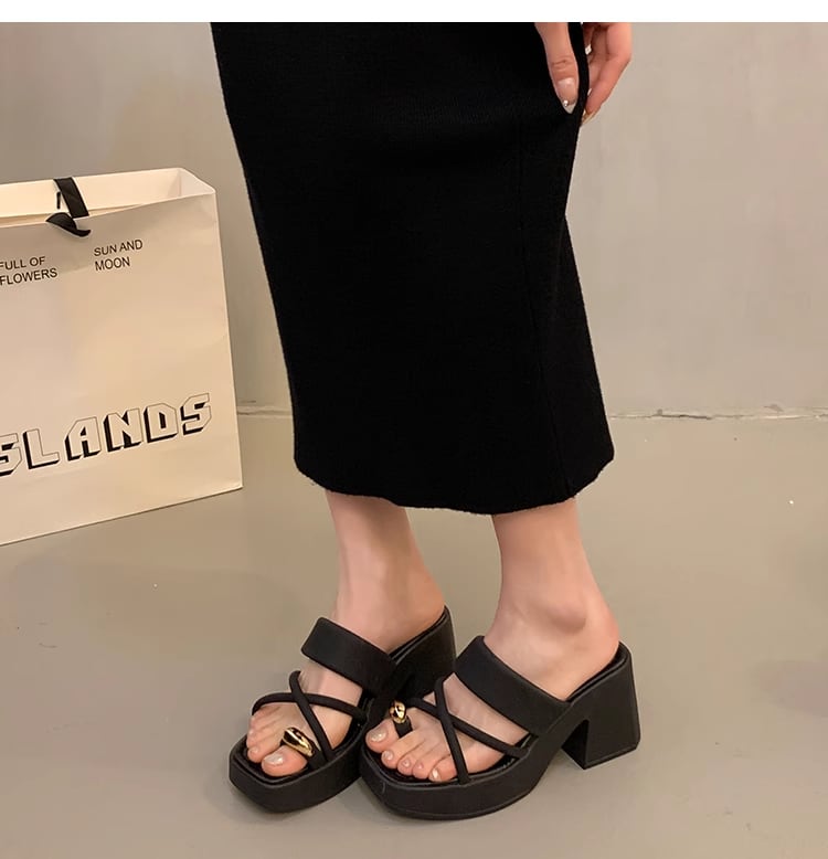 【shoes】2色厚底スリッパF7498