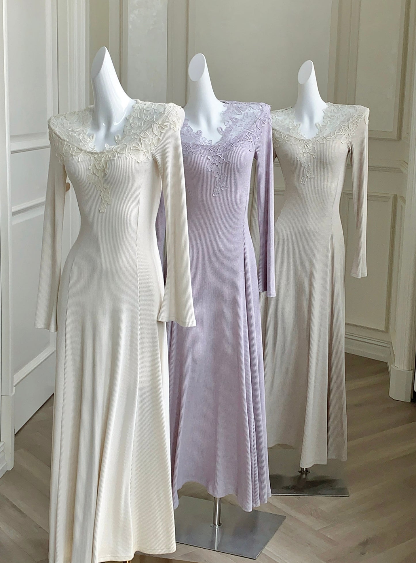 【dress】レーストリミングニットワンピース N3392