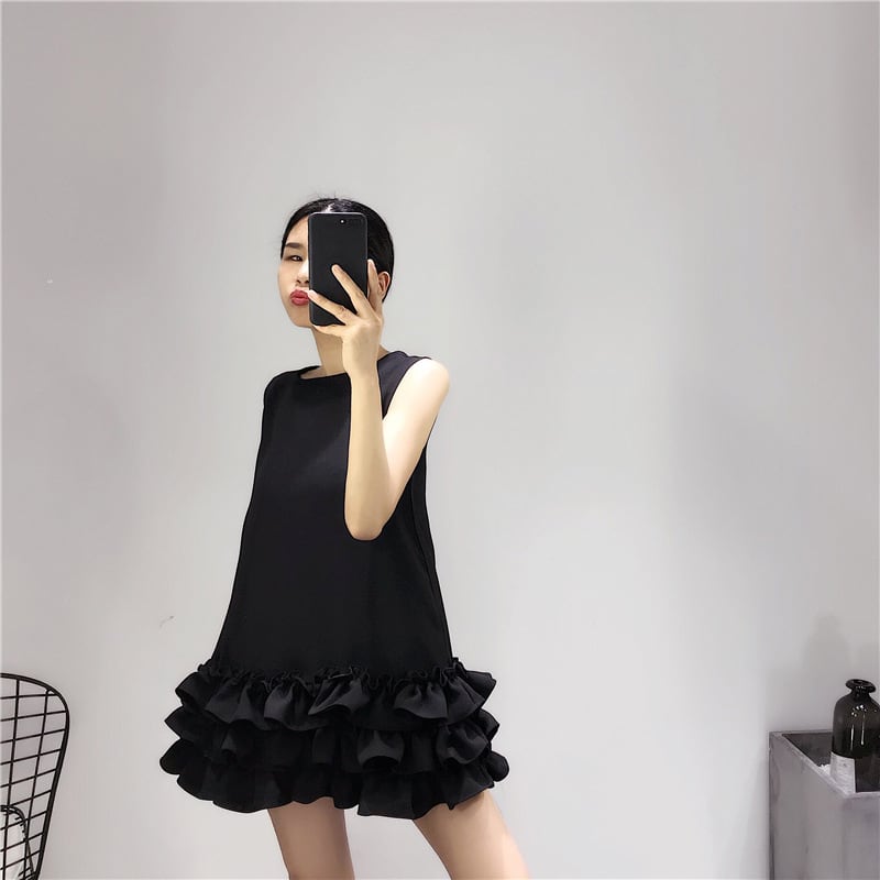 【dress】ラウンドネックペプラムワンピースF7008