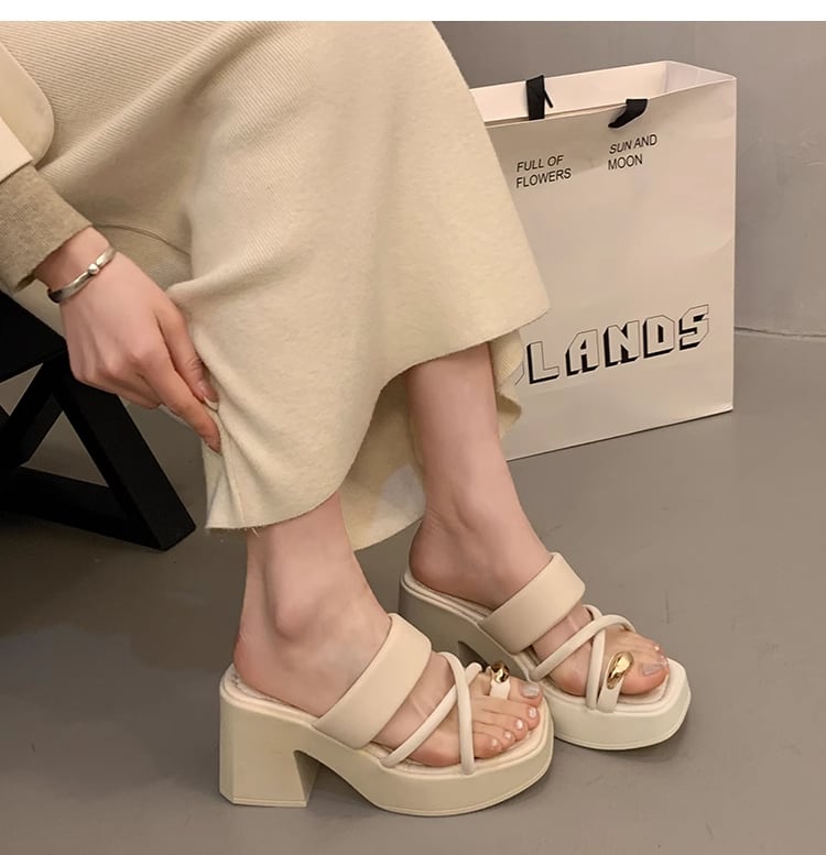 【shoes】2色厚底スリッパF7498