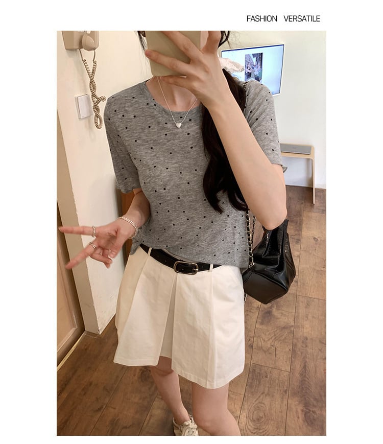 【tops】ドット柄Tシャツ M24822